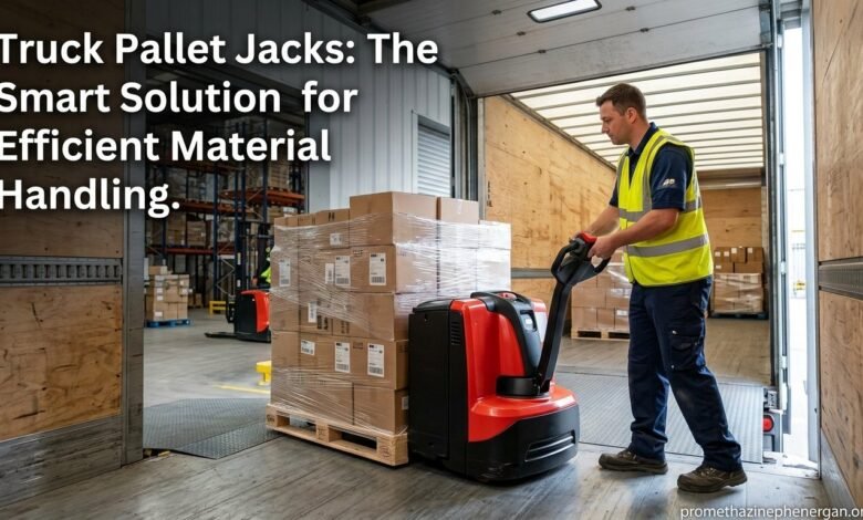 Truck pallet jack used for efficient material handling in warehouses, improving productivity and reducing manual labor costs