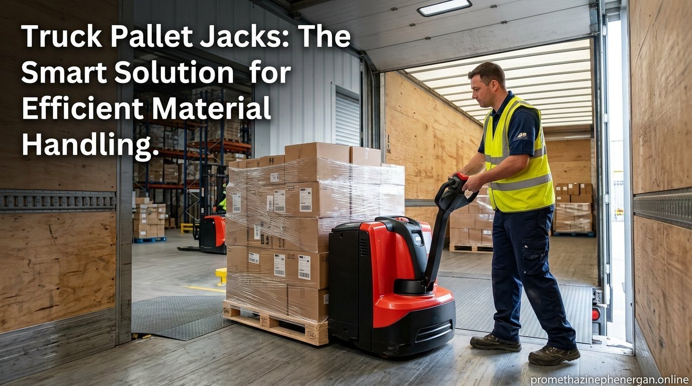 Truck pallet jack used for efficient material handling in warehouses, improving productivity and reducing manual labor costs